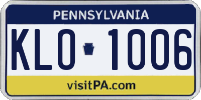 PA license plate KLO1006
