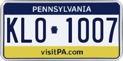 PA license plate KLO1007