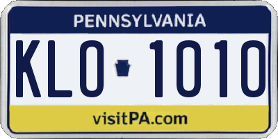 PA license plate KLO1010