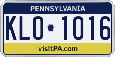 PA license plate KLO1016