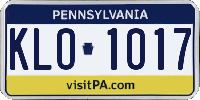 PA license plate KLO1017