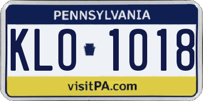 PA license plate KLO1018
