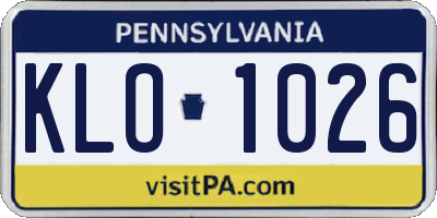 PA license plate KLO1026