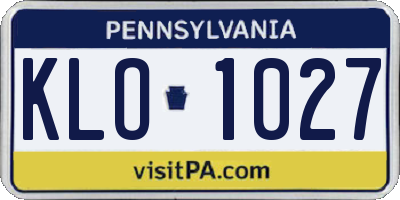 PA license plate KLO1027