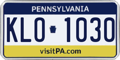 PA license plate KLO1030