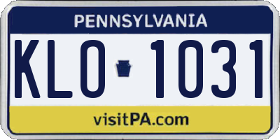 PA license plate KLO1031