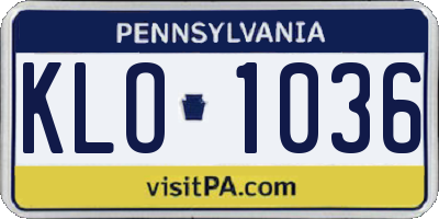 PA license plate KLO1036