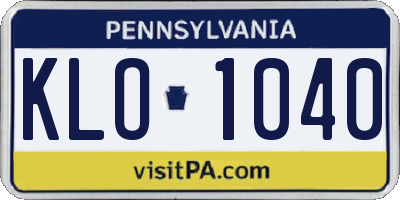 PA license plate KLO1040
