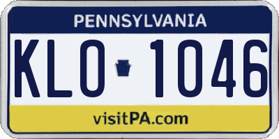 PA license plate KLO1046