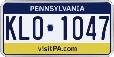 PA license plate KLO1047