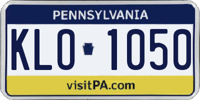 PA license plate KLO1050