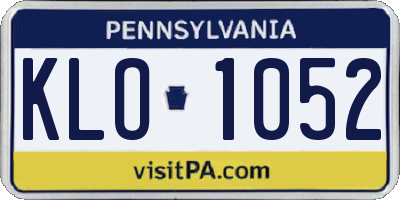 PA license plate KLO1052
