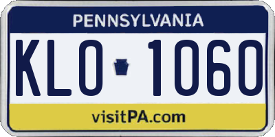 PA license plate KLO1060