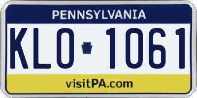 PA license plate KLO1061