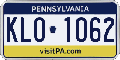 PA license plate KLO1062
