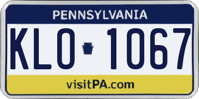PA license plate KLO1067
