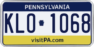 PA license plate KLO1068