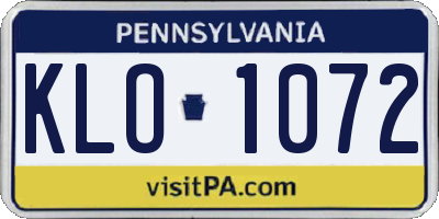 PA license plate KLO1072