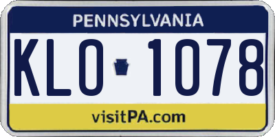 PA license plate KLO1078