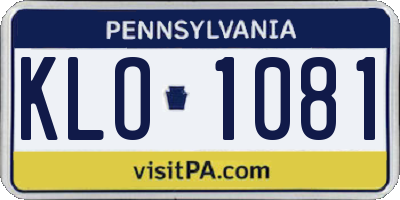 PA license plate KLO1081