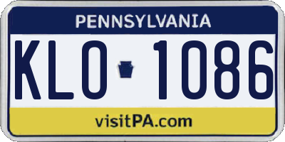 PA license plate KLO1086
