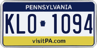PA license plate KLO1094