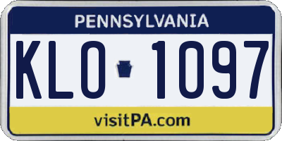 PA license plate KLO1097