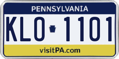 PA license plate KLO1101