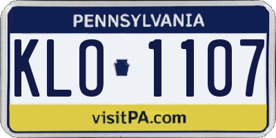 PA license plate KLO1107
