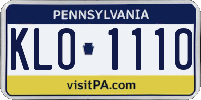 PA license plate KLO1110