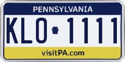 PA license plate KLO1111