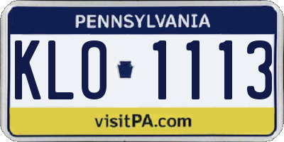 PA license plate KLO1113