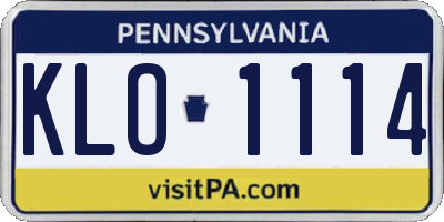 PA license plate KLO1114