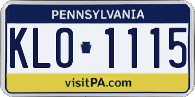 PA license plate KLO1115