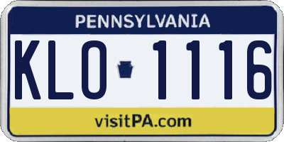 PA license plate KLO1116