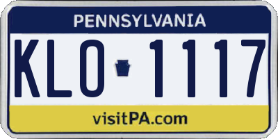 PA license plate KLO1117