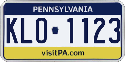 PA license plate KLO1123