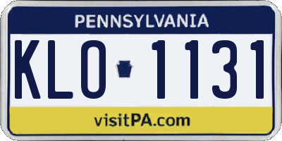 PA license plate KLO1131