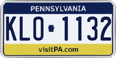 PA license plate KLO1132