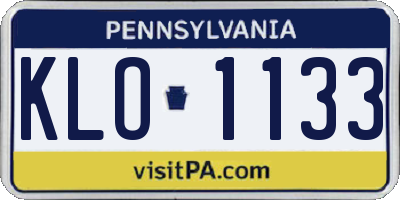 PA license plate KLO1133