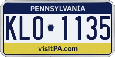PA license plate KLO1135