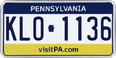 PA license plate KLO1136