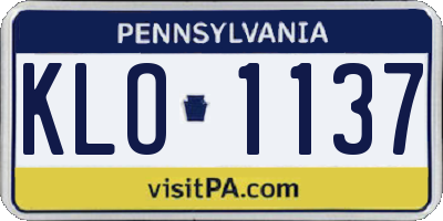 PA license plate KLO1137