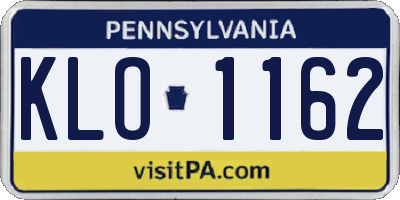PA license plate KLO1162