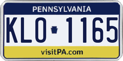 PA license plate KLO1165