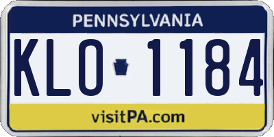 PA license plate KLO1184
