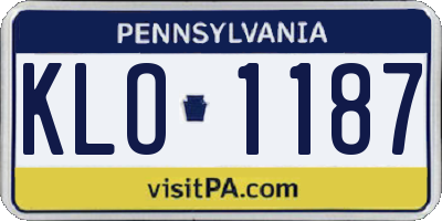 PA license plate KLO1187