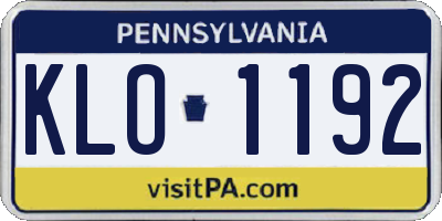 PA license plate KLO1192