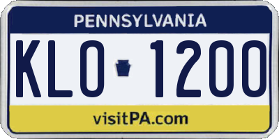 PA license plate KLO1200