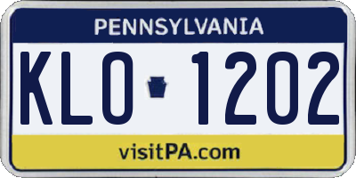 PA license plate KLO1202
